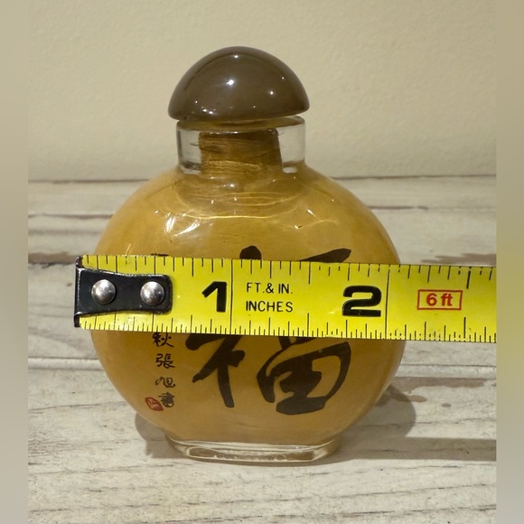 Vintage Chinese Interior Painted Glass Snuff Bottle Asian Art With Asian Writing - Picture 8 of 8